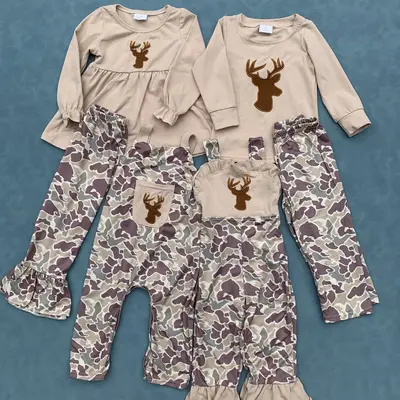 Camouflage deer print kids boys overalls bottoms pants