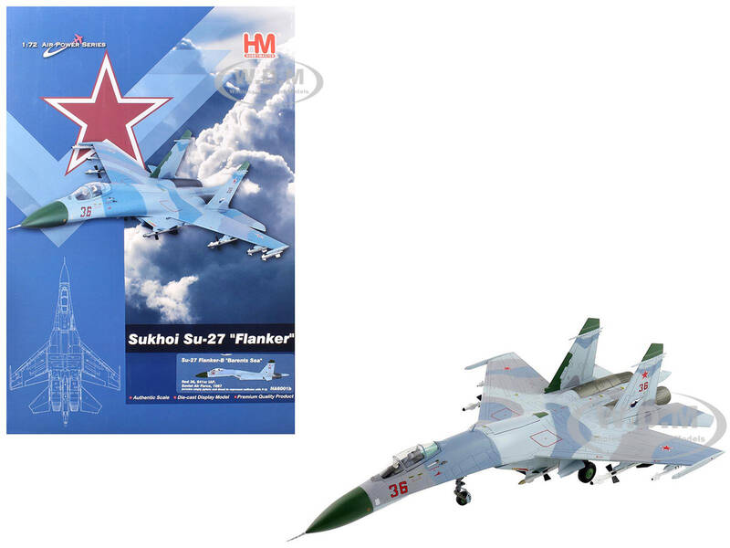 Sukhoi Su-27 Flanker-B Fighter Aircraft Red 36, Barents Sea, 941st IAP (1987) Soviet Air Force Air Power Series 1/72 Diec...