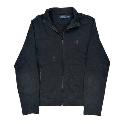 Ralph Lauren Zip Up - Medium Black Cotton Blend