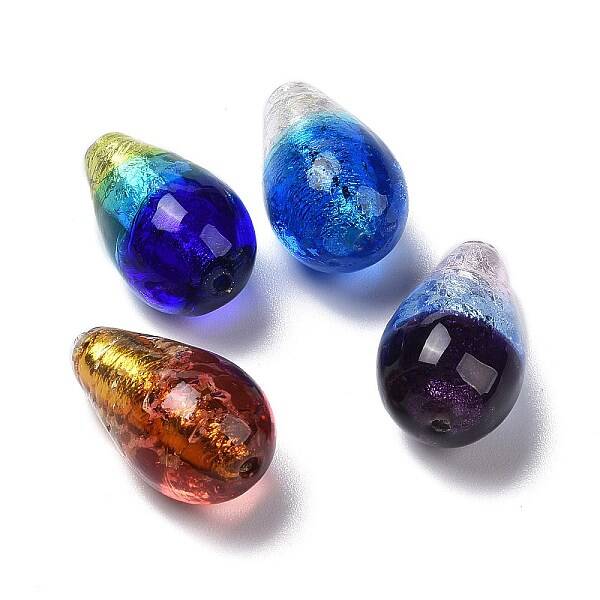 Handmade Silver Foil Glass Beads