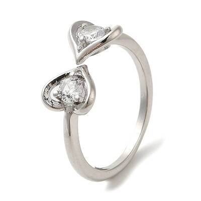 Brass with Cubic Zirconia Open Cuff Rings for Woman