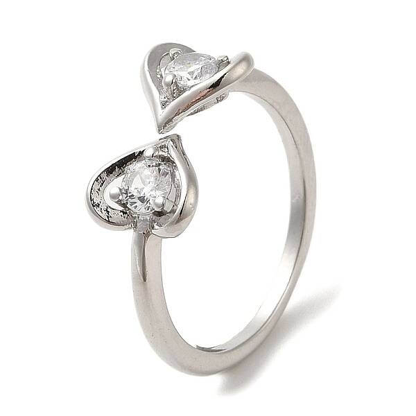 Brass with Cubic Zirconia Open Cuff Rings for Woman