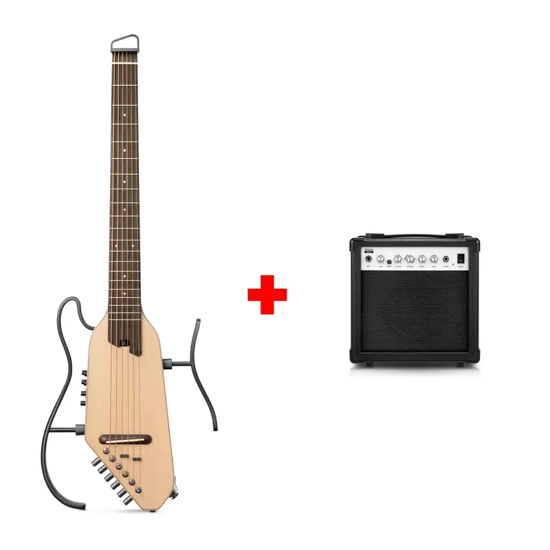 Donner HUSH™ I PRO Acoustic-Electric Travel Guitar - Natural / Guitar+20W Amplifier