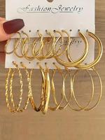 8 Pairs Women's Elegant Geometric Design Hoop Earrings, Simple Twist Design Hoop Earrings, Fashionable Jewelry for Women & Gi...