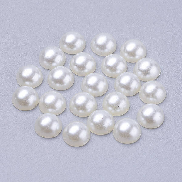Half Round Domed Imitated Pearl Acrylic Cabochons