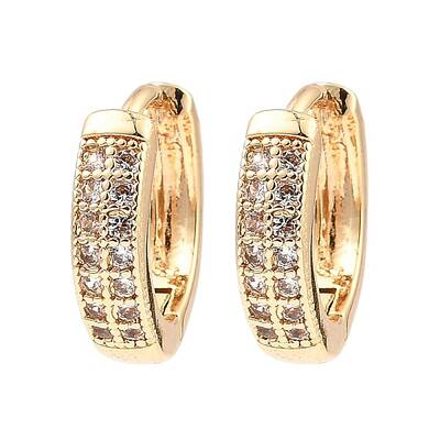 Brass Micro Pave Cubic Zirconia Hoop Earring
