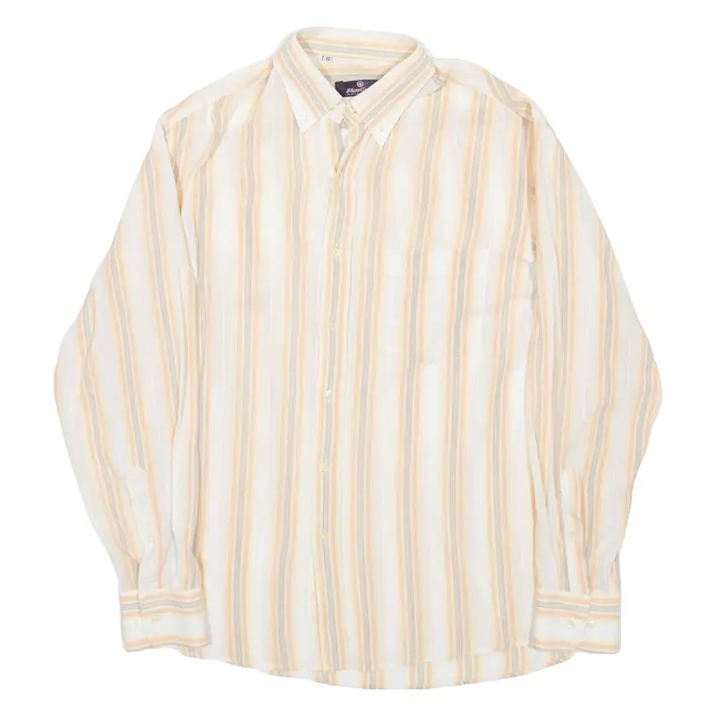 NOVA ONDA Mens Shirt Beige Striped Long Sleeve M