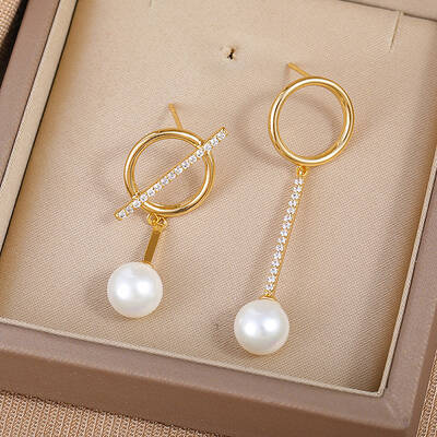 Fashionable Brass Round Stud Earrings