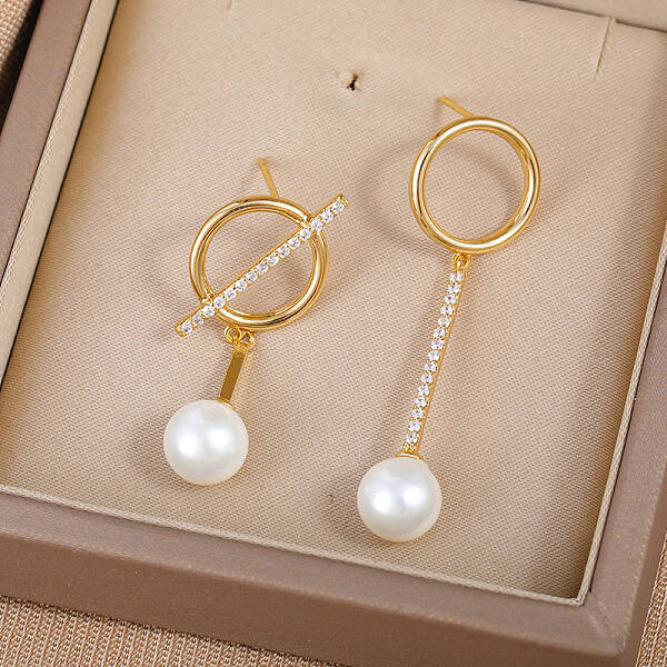 Fashionable Brass Round Stud Earrings