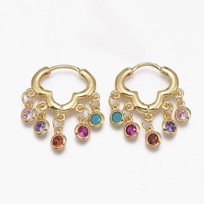 Brass Micro Pave Cubic Zirconia Huggie Hoop Earrings