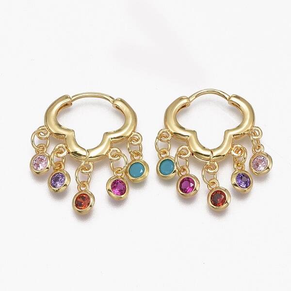 Brass Micro Pave Cubic Zirconia Huggie Hoop Earrings