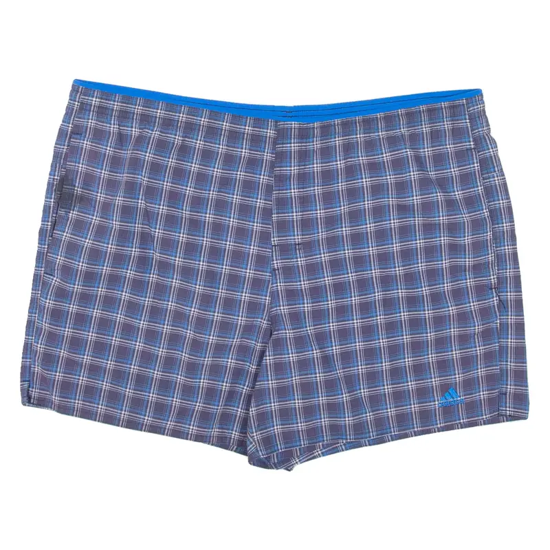 ADIDAS Mesh Lining Mens Swimming Shorts Blue Check L W40