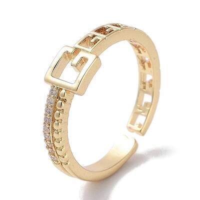 Brass Micro Pave Cubic Zirconia Cuff Rings