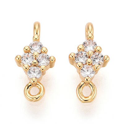 Brass Pave Clear Cubic Zirconia Connector Charms