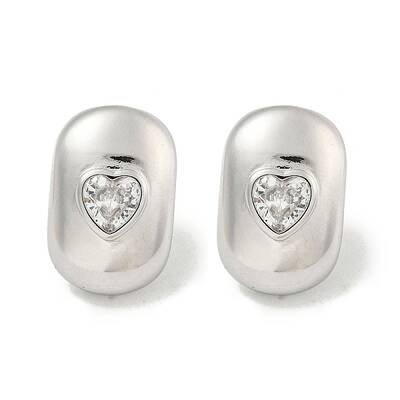 Brass Micro Pave Cubic Zirconia Stud Earrings for Women