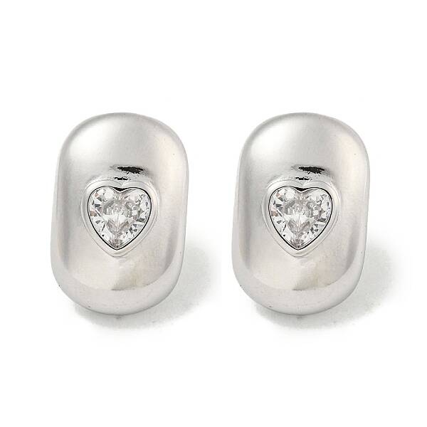 Brass Micro Pave Cubic Zirconia Stud Earrings for Women