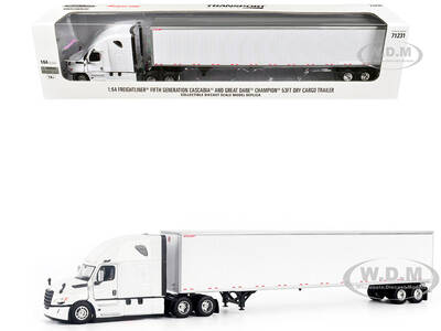 2025 Freightliner Cascadia Gen-5 Truck Tractor with Sleeper and Great Dane Champion 53ft Dry Cargo Trailer Winter White Tran...