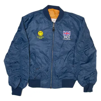 Mens Flight Jacket Blue 80s L