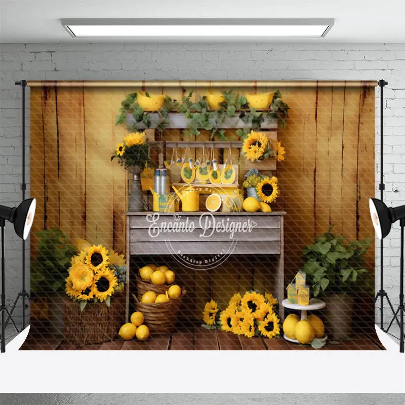 Sunflower Lemon Green Plants Backdrop For Photo - Aperturee