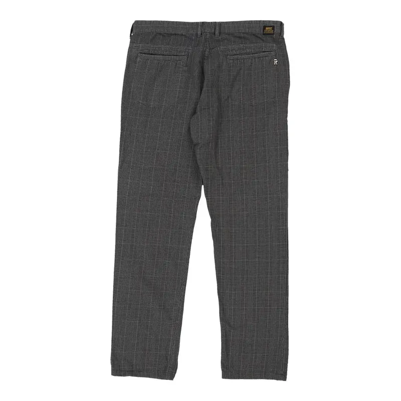Rifle Checked Trousers - 36W 32L Grey Cotton