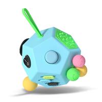 12 Sided Fidget Cube, Stress Relief Toy, Anti Depression Cube, Fidget Toy for Adhd, Anxiety, Focus Training Supplies for Stud...