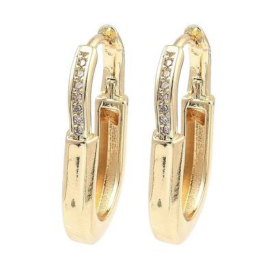 Brass with Cubic Zirconia Hoop Earrings