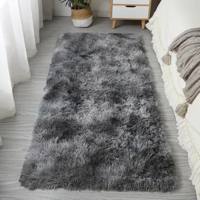 1 Piece Soft Rectangle Fluffy Tie Dye Carpet, Plush Floor Decorative Rug, Modern Non-slip Mat for Living Room Bedroom