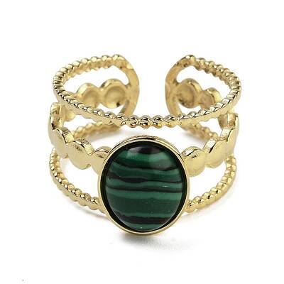 Oval Natural Malachite Finger Rings