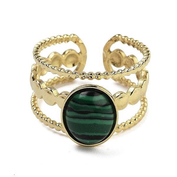 Oval Natural Malachite Finger Rings