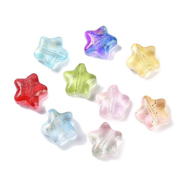 Transparent Spray Painted Glass Beads