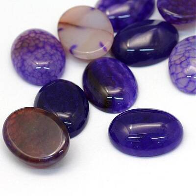 Oval Dyed Natural Crackle Agate Cabochons