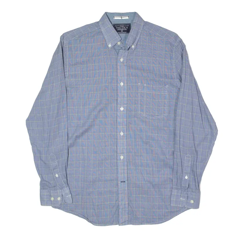 NAUTICA Shirt Blue Check Long Sleeve Mens M