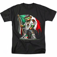 HAGBDH Mens Fashionable Crew Neck T-Shirt - Comfortable Fit,PatternedPrint Cool Mexican Flag Bear Tee  Celebrate in Style,Str...
