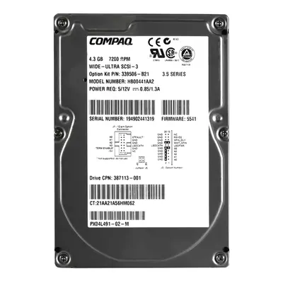 387113-001 HP 4.3GB Ultra-160 SCSI 7200 3.5-inch Hard Drive