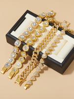 Rhinestone Decorated Bracelet, Fashionable Cubic Zirconia Jewelry for Women & Men, Trendy All-match & Exquisite Maximalist Je...