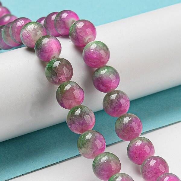 Dyed Natural White Jade Beads Strands
