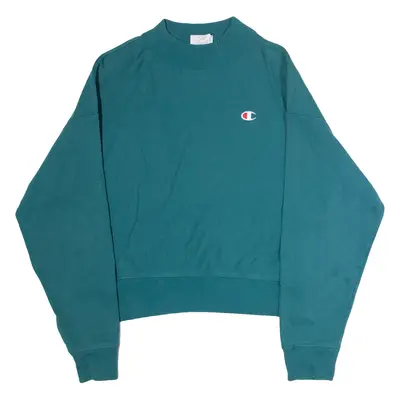 CHAMPION REVERSE WEAVE Cropped Womens Sweatshirt Green Crew Neck 2XL