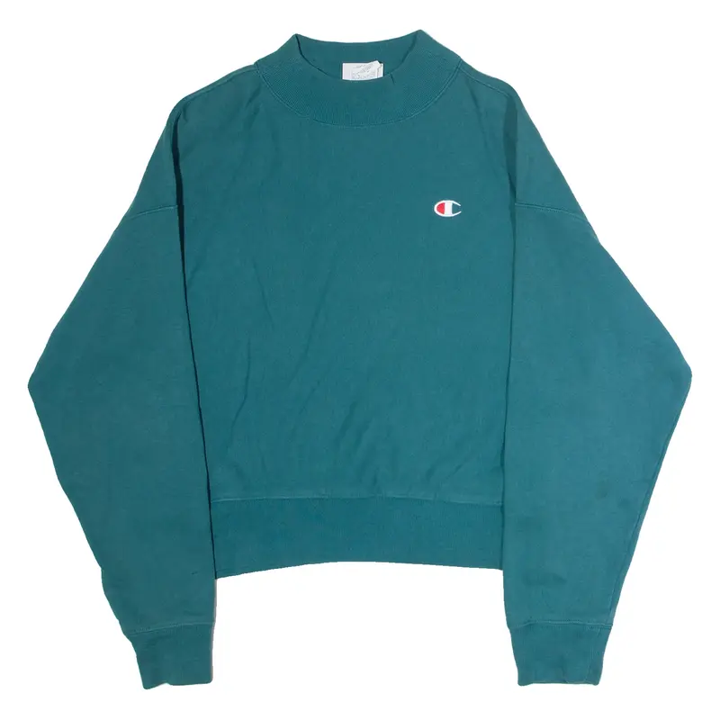 CHAMPION REVERSE WEAVE Cropped Womens Sweatshirt Green Crew Neck 2XL