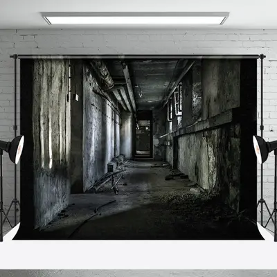 Aperturee Retro Dark Abandoned Corridor Architecture Backdrop - Aperturee