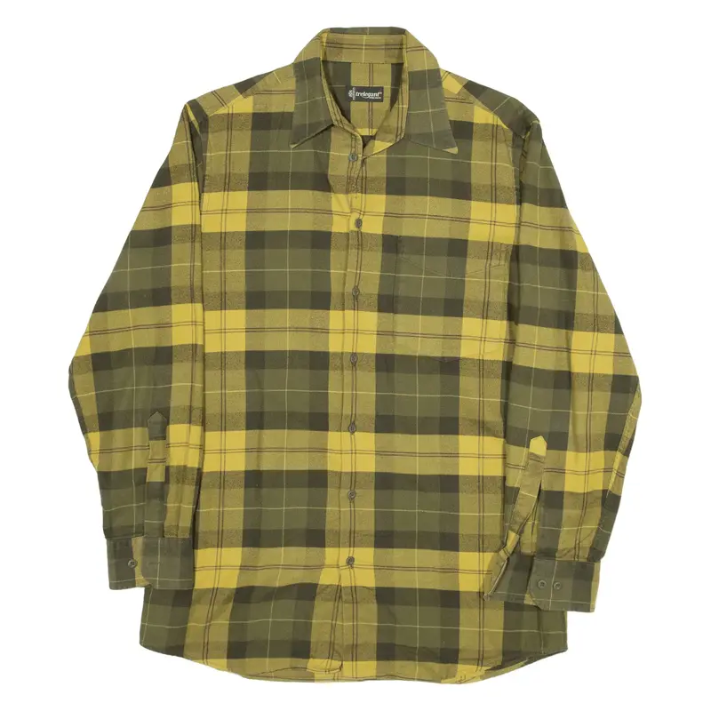 TRELEGANT Shirt Green Check Long Sleeve Mens M