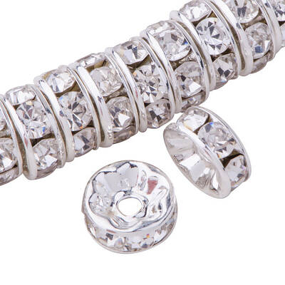 Silver Plated Brass Middle East Rhinestone Spacer Beads