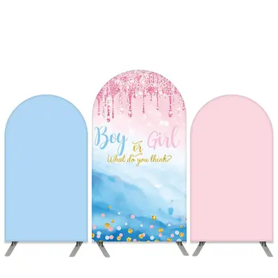 Aperturee Pink And Blue Glitter Theme Baby Shower Arch Backdrop Kit | Wedding Arch Backdrop | Round Arch Backdrop Cover | Cus...