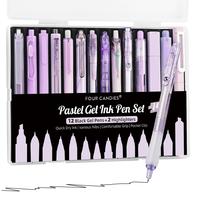 Four Candies 14Pack Pastel Gel Ink Pen Set,Cute Retractable 0.5mm Fine Point Pen,Note Taking Aesthetic Pens,12 Pack Black Ink...