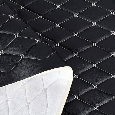 Rhombus Pattern PVC Leather Quilted Foam Backed Fabric