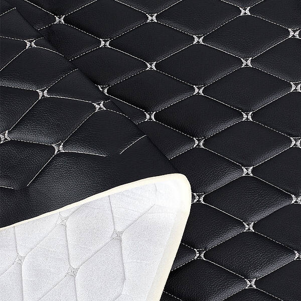 Rhombus Pattern PVC Leather Quilted Foam Backed Fabric