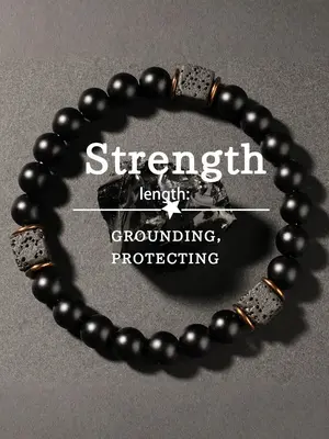 Men's Onyx Stone Beaded Bracelet, 8mm Matte Beaded Bracelet, Grounding & Protecting Stone, Fashion Jewelry Accessories for Me...