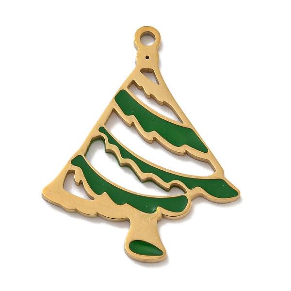 Christmas Theme 304 Stainless Steel Enamel Charms
