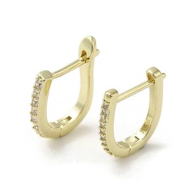 Brass Micro Pave Cubic Zirconia Arch Hoop Earring