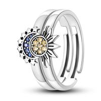 MULA S925 Silver Plated Sun, Moon and Star Ring with Cubic Zirconia - The perfect gift for her for birthdays, anniversaries a...