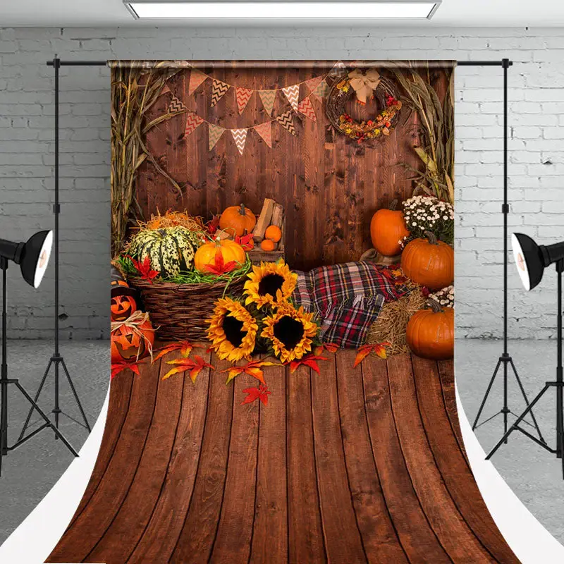 Pumpkin Sunflower Wood Photography Sweep Backdrop - Aperturee